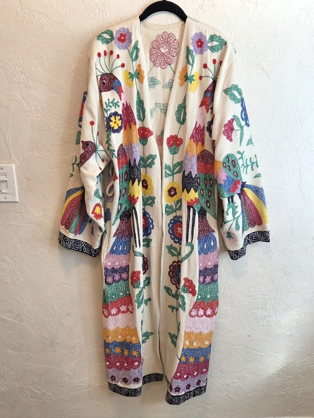 Vintage 1970s Suzani Embroidered Duster XS-M - Picture 3 of 16